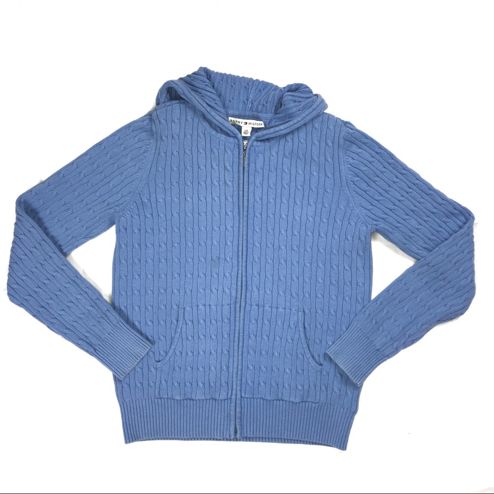 Tommy Hilfiger - Light Blue Knit ZIP Up Hoodie